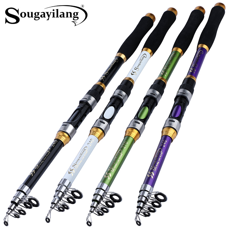 Fishing Boat Fiberglass - Sougayilang เบ็ดตกปลาแบบยืดหดได้4สี1.8M-3.3M ด้ามทำจากใยแก้ว EVA คันเบ็ดตกปลาน้ำหนัก5KG