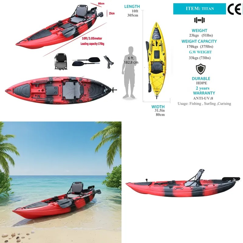 Fishing Boat Seat - เรือคายัคแบบนั่งเดี่ยวขนาด 10 ฟุต พร้อมมอเตอร์ไฟฟ้า เรือแคนูแบบมีมอเตอร์สำหรับ 1
